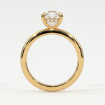 Rings Square Radiant Cut Pave Diamond Hidden Halo, Gold Band