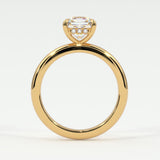 Rings Square Radiant Cut Pave Diamond Hidden Halo, Gold Band