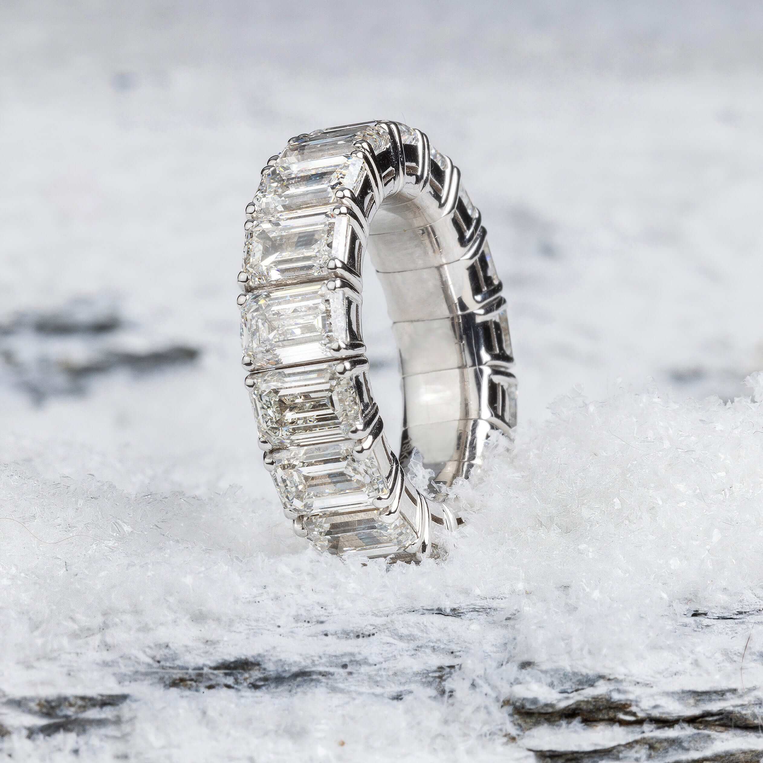 Rings Stretch & Stack Emerald Cut Diamond Eternity Rings