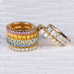 Rings Stretch & Stack Emerald Cut Diamond Half Eternity Rings, Lab Diamonds