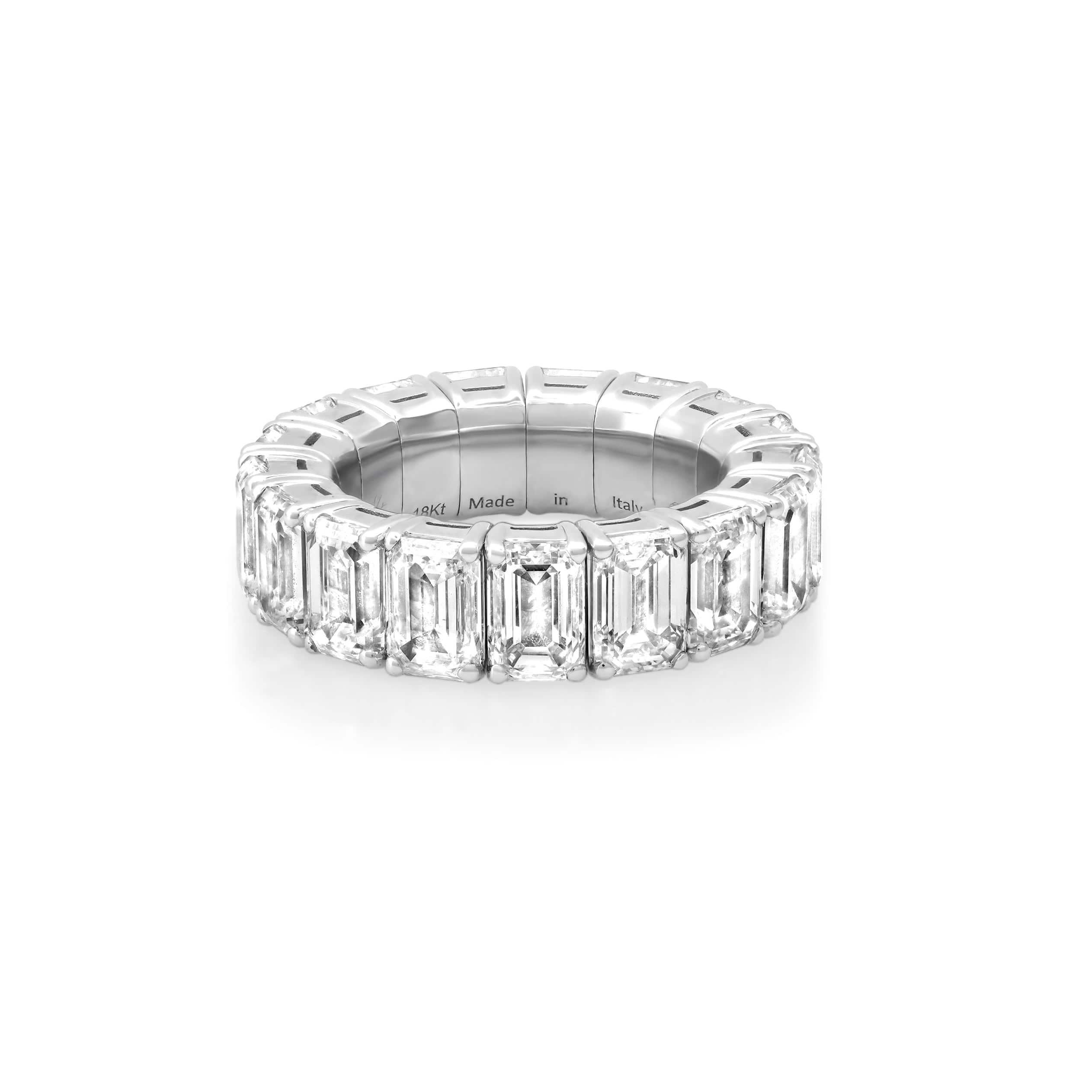 Rings XS:  size 4-7 / Yellow Gold / .6-.76 Carats Diamonds TW Stretch & Stack Emerald Cut Diamond Eternity Rings, Lab Grown Diamonds