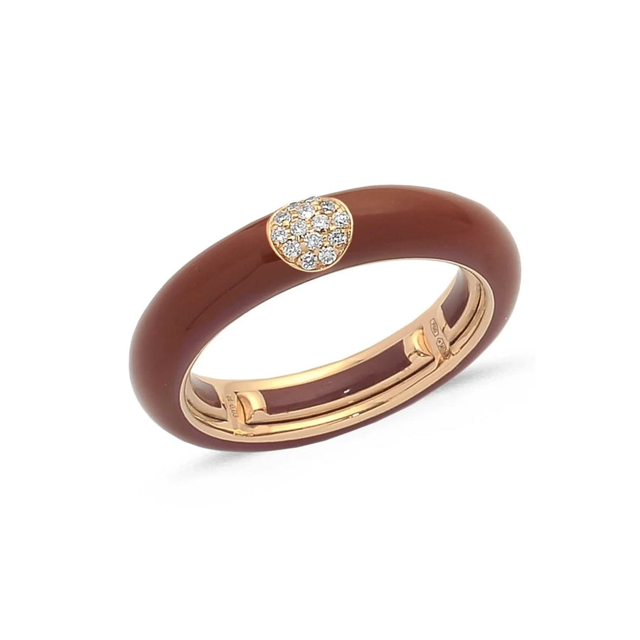 18K Gold Enamel and Circle Diamond Stretch Ring, 4.4 mm